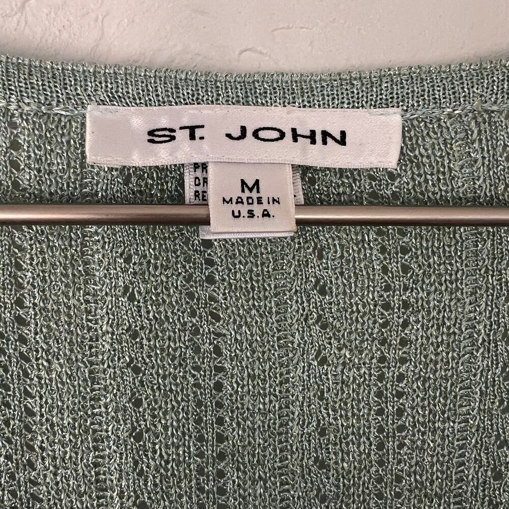St John Vintage 2006 Sage Metallic Knit Tank Top M Made USA Quiet Luxury - Picture 4 of 6